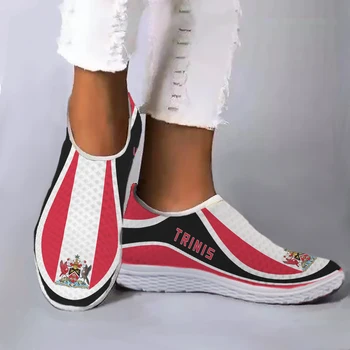 אופנה דגל מודפס שטוח נעלי לנשים קל משקל להחליק על רשת Sneaker Femme לנשימה רך לופרס Zapatos
