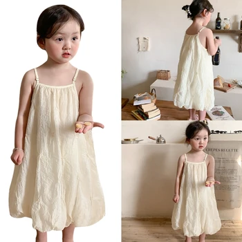 Платье для девочек, простое платье-комбинация, платье на подтяжках для маленьких девочек, юбка принцессы 69HE