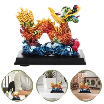 Статуэтка Дракона китайского Зодиака из смолы в стиле ретро Фэн-шуй Статуя Дракона Богатства Мини-приборная панель автомобиля Скульптура животного