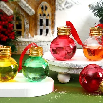 10шт пластиковых рождественских шариков для выпивки, Праздничный декор, Прозрачная Пластиковая Золотая бутылка из-под конфет, сока, Елочные украшения, Рождественский Подвесной кулон