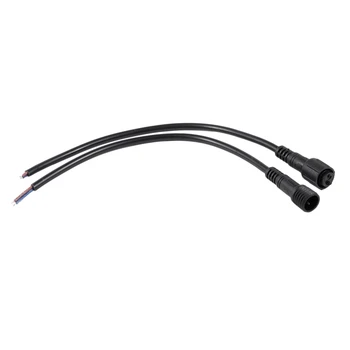 Штекер-розетка 2-контактный светодиодный водонепроницаемый соединительный кабель черного цвета
