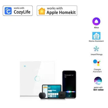 Homekit Smart Wifi Выключатель Света Требуется Нейтральный провод Smart Touch Настенные Выключатели EU 1/2/3 Gang Поддержка Alexa Alice Google Home
