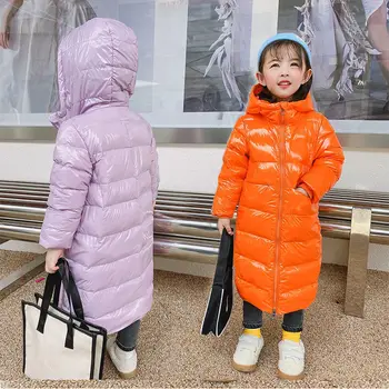 Детская длинная зимняя пуховая куртка для мальчиков и девочек, новое пуховое пальто