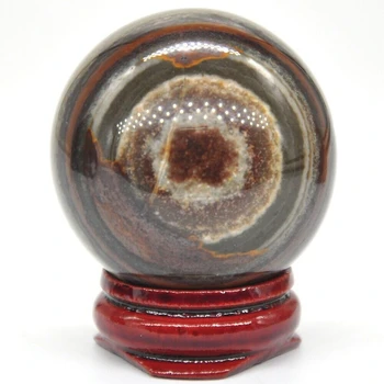 40 мм Многоцветная Яшма Нгуни Кристалл кварца Шпере Целебный Камень Натуральный Драгоценный Камень Рейки Массажный Мяч Украшение С подставкой