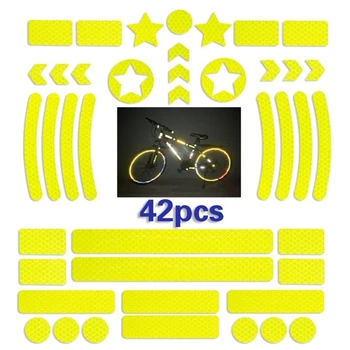 42ШТ Светоотражающая наклейка на корпус велосипеда, логотип ночной безопасности, полоса сетки, Предупреждающая полоса, Светоотражающая наклейка на корпус шлема для MTB скутера