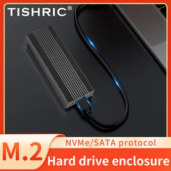 Корпус жесткого диска M.2 из алюминиевого сплава TISHRIC, Коробка для внешнего жесткого диска, Интерфейс M-KEY B-KEY 2 В 1, Поддержка двойного протокола NVME SATA