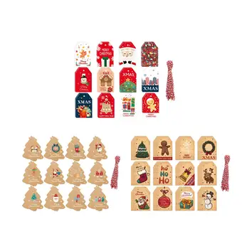 Рождественские бирки, рождественский декор с мультяшными декоративными бирками для подвешивания в подарок