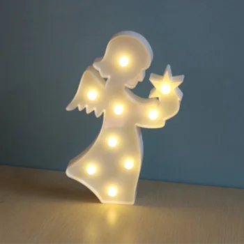 Креативный Маленький Ангел 3D Светодиодное украшение Пластиковый Стол Настольная Светодиодная лампа для детской комнаты Праздничный декор для вечеринки Рождественский подарок