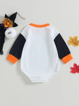 Hiusmilekid/ повседневный комбинезон для новорожденных девочек на Хэллоуин с длинным рукавом и буквенным принтом, толстовка контрастного цвета, боди