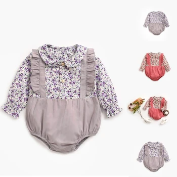 Детская цельная одежда, весенне-осенняя милая одежда для скалолазания в цветочек, детская одежда для новорожденных, хлопковая детская одежда