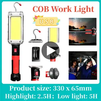 USB Перезаряжаемый рабочий фонарь COB, портативный светодиодный фонарик 18650, Регулируемый водонепроницаемый Магнитный зажим для кемпинга, фонарь