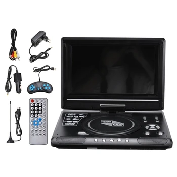 9,8-дюймовый портативный домашний автомобильный DVD-плеер, игровой ТВ-плеер VCD CD, USB-радиоадаптер, Поддержка приема FM-радио-штепсельная вилка ЕС