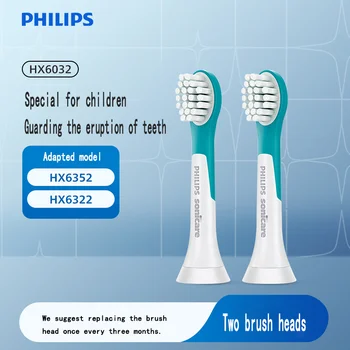 Электрическая зубная щетка Philips для детей, мини сменная головка щетки, 2 шт, совместимая с моделью HX63X2