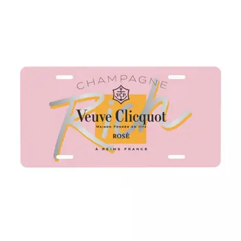 Крышка номерного знака цвета шампанского, индивидуальное украшение Clicquot, бирка для туалетного столика, алюминиевый металлический знак номерного знака 12x6 дюймов