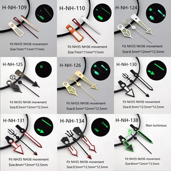 Зеленые светящиеся стрелки часов NH35, стрелка-указатель, аксессуары для часов SUB / SKX007, подходящие для секундных стрелок Nh35, механизм Nh36