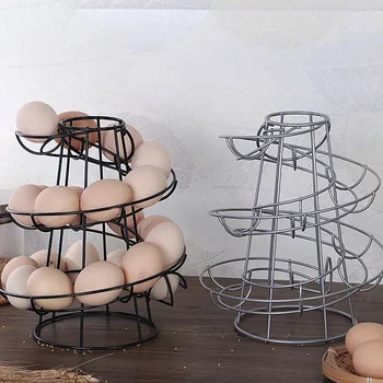 Креативный спиральный диспенсер для яиц с витриной, Металлическая Кухонная стойка для хранения яиц, контейнер для яиц, принадлежности для приготовления пищи
