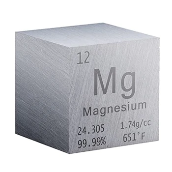 1-дюймовый Кубик Магния Металлический Кубик Элементов Высокой плотности Из Чистого Металла, Пригодный Для Коллекций Элементов, Лабораторный Экспериментальный Материал