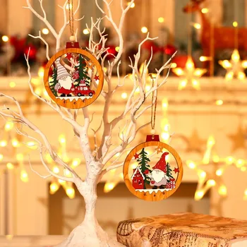 Новые Рождественские украшения Деревянный лесной гном Старик Подвеска Рождественская елка Деревянная подвеска Знак Счастливого Рождества