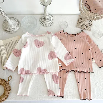 MILANCEL 2023, Весенний детский пижамный комплект с принтом в горошек, одежда для сна для маленьких девочек, домашняя одежда для маленьких девочек, костюм