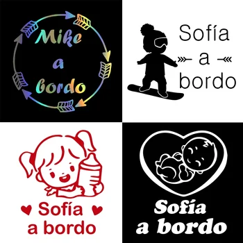 Наклейка на автомобиль 10 видов виниловых наклеек с испанским названием Bebé A Bordo для автомобилей, наклейка на кузов, наклейки на окна, детские наклейки на авто, украшения