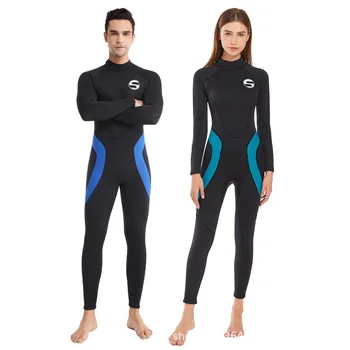 Неопреновый костюм, одежда для дайвинга с длинным рукавом 3 мм, купальники с защитой от холода, на молнии сзади, мужские, женские, для серфинга, подводной охоты, подводного плавания, гидрокостюм