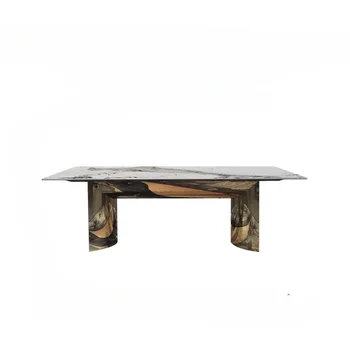 Светлый роскошный мрамор, золотой обеденный стол, размер квартиры, столовой, бытовая прямоугольная каменная плита
