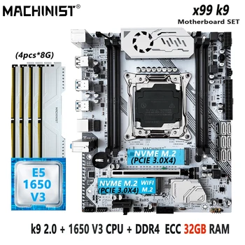 Комплект материнской платы MACHINIST K9 X99 Lga 2011-3 Kit Xeon E5 1650 V3 CPU Процессор 4 * 8 = 32 ГБ оперативной памяти DDR4 ECC Nvme M.2 M-ATX