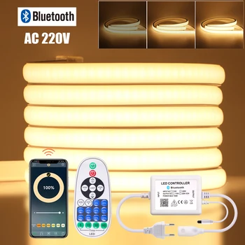 Управление приложением Bluetooth, Затемняемая неоновая лента переменного тока 220 В, водонепроницаемая подсветка телевизора, домашний декор, Гибкая лента-цепочка в полоску, светодиодная подсветка.