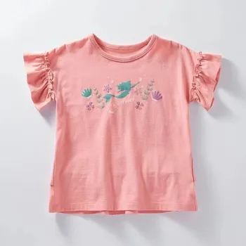 LZH/Детская одежда, Летняя футболка для девочек, Новинка 2023 года, Хлопковая футболка с короткими рукавами, Детская одежда, Топ с принтом для маленьких девочек от 1 до 6 лет