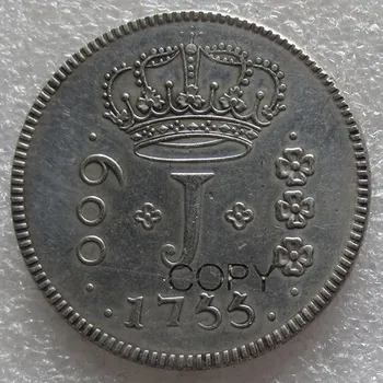 1755 Бразилия 600 Рейс-Хосе I Посеребренная Копия монеты Размером 37 мм