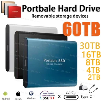 Оригинальный SSD Портативный внешний жесткий диск 1 ТБ 2 ТБ Мобильный твердотельный накопитель USB 3.1 Высокоскоростной жесткий диск для ноутбука Mac