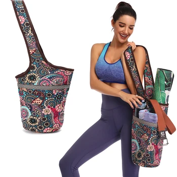 Модная сумка-коврик для йоги, холщовая сумка для йоги, карман на молнии большого размера, подходит для ковриков большинства размеров, сумка-тоут для йоги, слинг-переноска, принадлежности для фитнеса