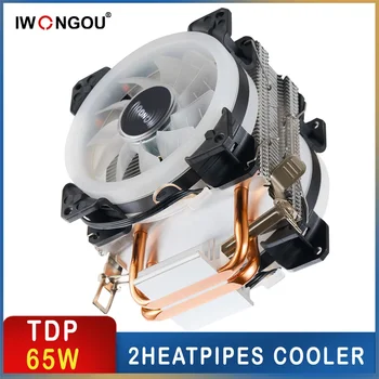 IWONGOU Cpu Coolers X99 Lga 2011 2 Тепловые Трубки 3pin 90 мм RGB Охлаждающий Вентилятор для Intel Lga1366 1200 1700 AMD AM4 Cpu Heatsink Radiator
