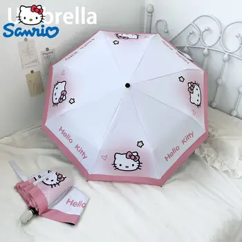Sanrio Hello Kitty Полностью автоматический зонт Женский мультяшный зонт от солнца с защитой от ультрафиолета Модный Ветро- и влагостойкий