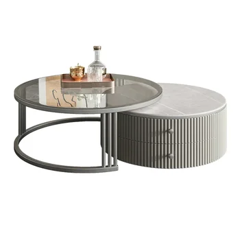 Yy Легкая Роскошная Каменная плита круглый Чайный столик Комбинированная Гостиная Небольшая квартира Простая в постмодернистском стиле