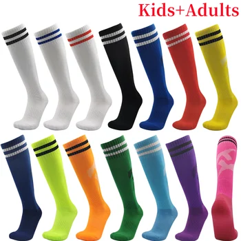 Длинные качественные хлопковые гольфы с футбольной трубкой, Высокие детские Леггинсы, Футбольные бейсбольные Спортивные носки для взрослых и детей