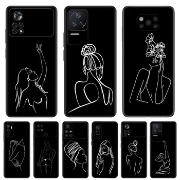 Цветочные Сексуальные Женские Линии Art Силиконовые Черные Чехлы Для Телефонов Xiaomi Mi Poco X5 Pro C55 C50 C40 X4 X3 M4 M3 M5 M5S F4 F3 GT F1 Чехол