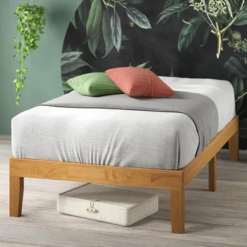 Каркас кровати-платформы Moiz Wood /Опора из деревянных планок /Пружинный блок не требуется / Простая сборка, натуральный, двойной