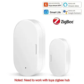 Умный Дверной Оконный Датчик Tuya Zigbee Детекторы Zigbee 2MQTT Защита Безопасности Управление приложением Smart Life Через Alexa Google Home