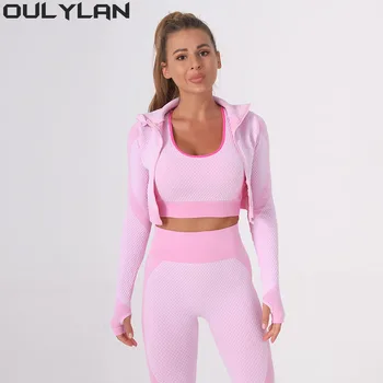Oulylan Спортивная одежда для йоги, спортивный костюм, комплекты одежды, леггинсы и эластичный бюстгальтер, комплект для йоги для фитнеса, 3 шт., бесшовные тренировки