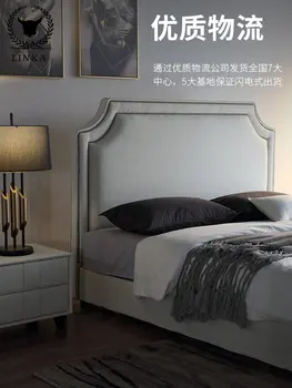 Двуспальная кровать Nordic Light из роскошной ткани, американская спальня, современная минималистичная кровать из красной ткани, свадебная кровать