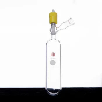 Бутылка для хранения растворителя SYNTHWARE с новым 8-миллиметровым высоковакуумным клапаном из ПТФЭ, боковое соединение под углом 60 ° 14/20, Боросиликатное стекло, F88