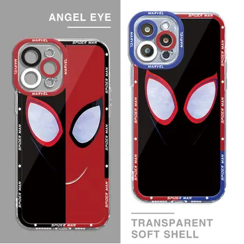 Чехол для iPhone SE 14 Pro 11 X XS XR 7 6s 12 Mini 15 Plus 8 13 Pro Max 7 Plus Прозрачный Силиконовый Чехол Marvel Spider Man Cases Cover