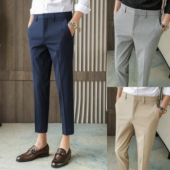 Новая весенне-летняя модная одежда 2022 года, Мужские повседневные брюки Nine Cent, Мужские облегающие костюмные брюки, Мужские деловые официальные брюки L181