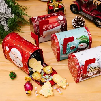 Металлическая Рождественская коробка для конфет Большой емкости почтовый ящик в форме почтового ящика Коробка для печенья Денежный банк Бисквитные конфеты Шоколад Рождественская жестяная коробка