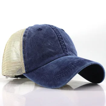 Модная мужская Женская бейсбольная кепка с большой головкой и широкими полями, дышащая Спортивная кепка Travel, кепка из промытого хлопка, однотонная сетчатая кепка