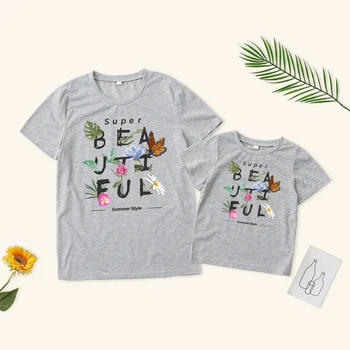 Одинаковые комплекты для семьи, футболка с короткими рукавами и цветочным принтом, одинаковая одежда для мамы и дочки, одежда для мамы и меня, семейный образ