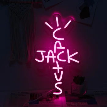 Светодиодная неоновая вывеска Cactus Jack Pink с регулируемой яркостью, художественное настенное освещение, украшение для дома, игровой комнаты, офиса, бара, подарок для Рождественской вечеринки