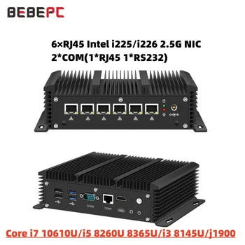 Маршрутизатор BEBEPC Безвентиляторный Intel i7 10610U i5 8365U 8260U J1900 6LAN Gigabit Ethernet Шлюз 4G LTE Брандмауэр VPN Настольные мини-ПК