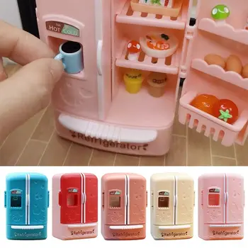 1:12 Миниатюрный холодильник Refrigerator Craft Пластиковый кукольный домик Холодильник с морозильной камерой Имитация холодильника Модель холодильника